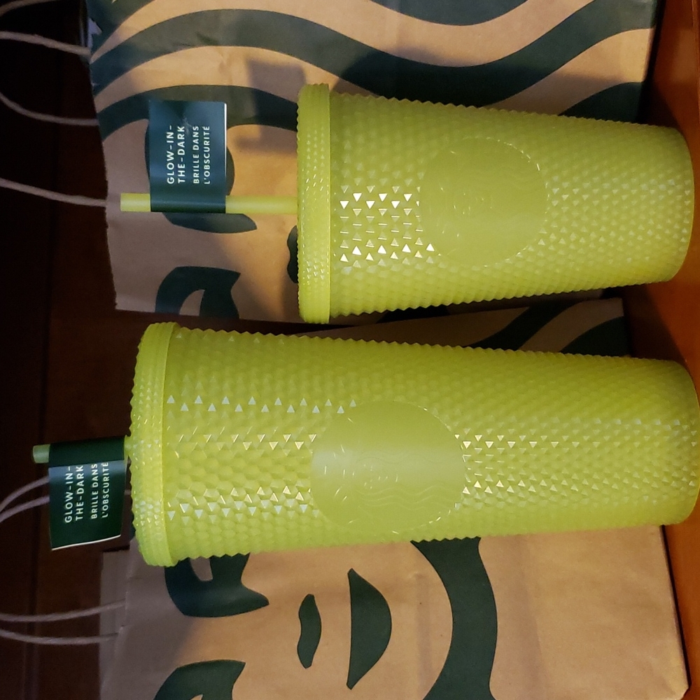 Starbucks Fall 2022 Glow in the dark Lemongrass bling 24 oz. & 16 oz Cold Cup